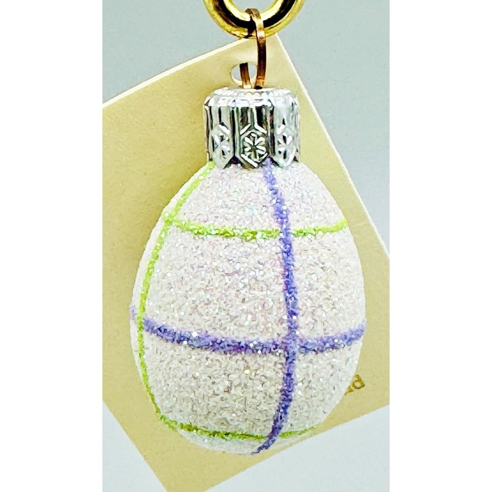 Patricia Breen‎ Miniature Egg Striped Plaid Purple Green Ornament Spring 2002